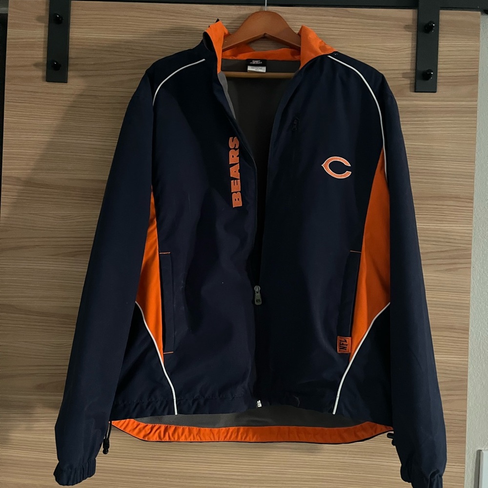 NFL Team Apparel Chicago Bears Fleece Jacket Navy and Orange Jacket Full Zip-Up